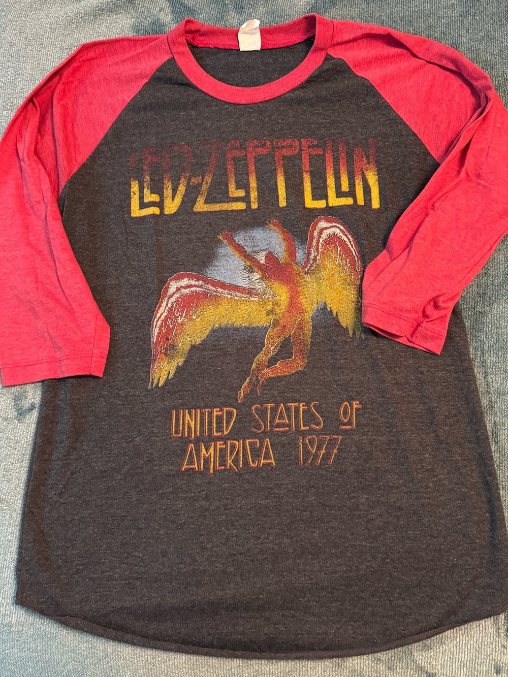 Led Zeppelin Raglan Tee in Black and Red
